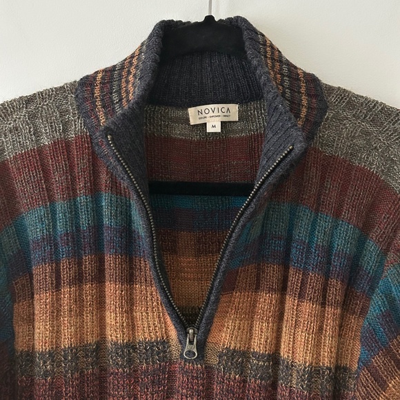 Novica Handmade 100% Alpaca Quarter Zip Sweater - Picture 5 of 16